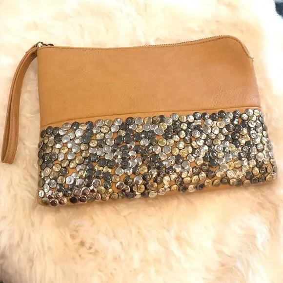 Antik Kraft Mustard Studded Crossbody Purse - Picture 1 of 7